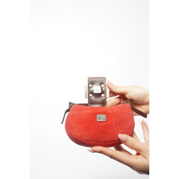 Fendi Red Mini Suede Micro Croissant Bag - Picture 6 of 7